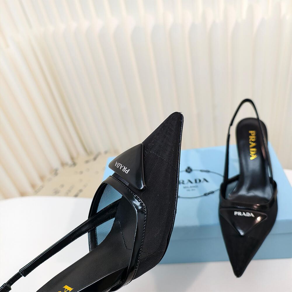 Pra*a Mesh fabric slingback pumps