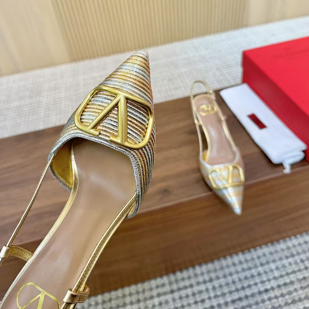 Va1e*ntin0 VLOGO SIGNATURE metallic slingback high heels (heel height 8 cm)