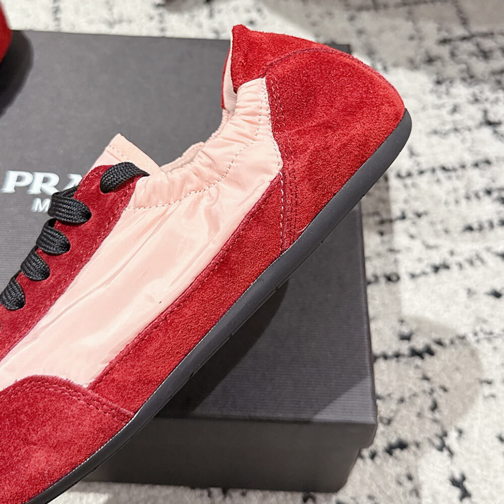 Pra*a Collapse Re-Nylon and suede elasticized sneakers