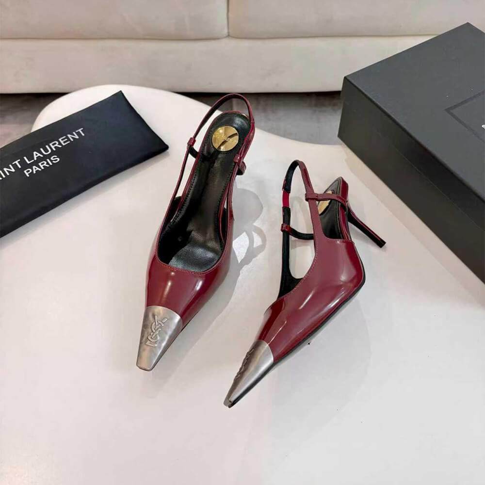 Y51 JEANNE slingback pumps in glazed leather