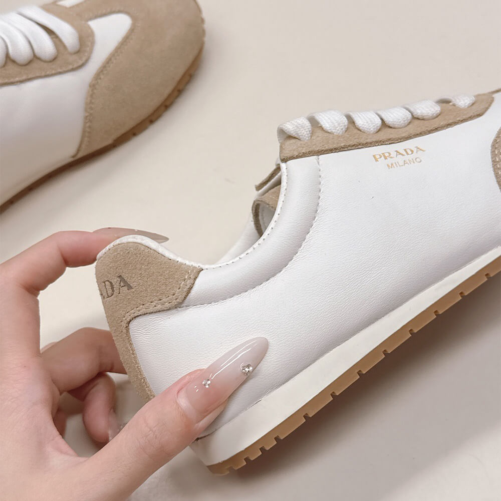 Pra*a Nappa leather and suede sneakers