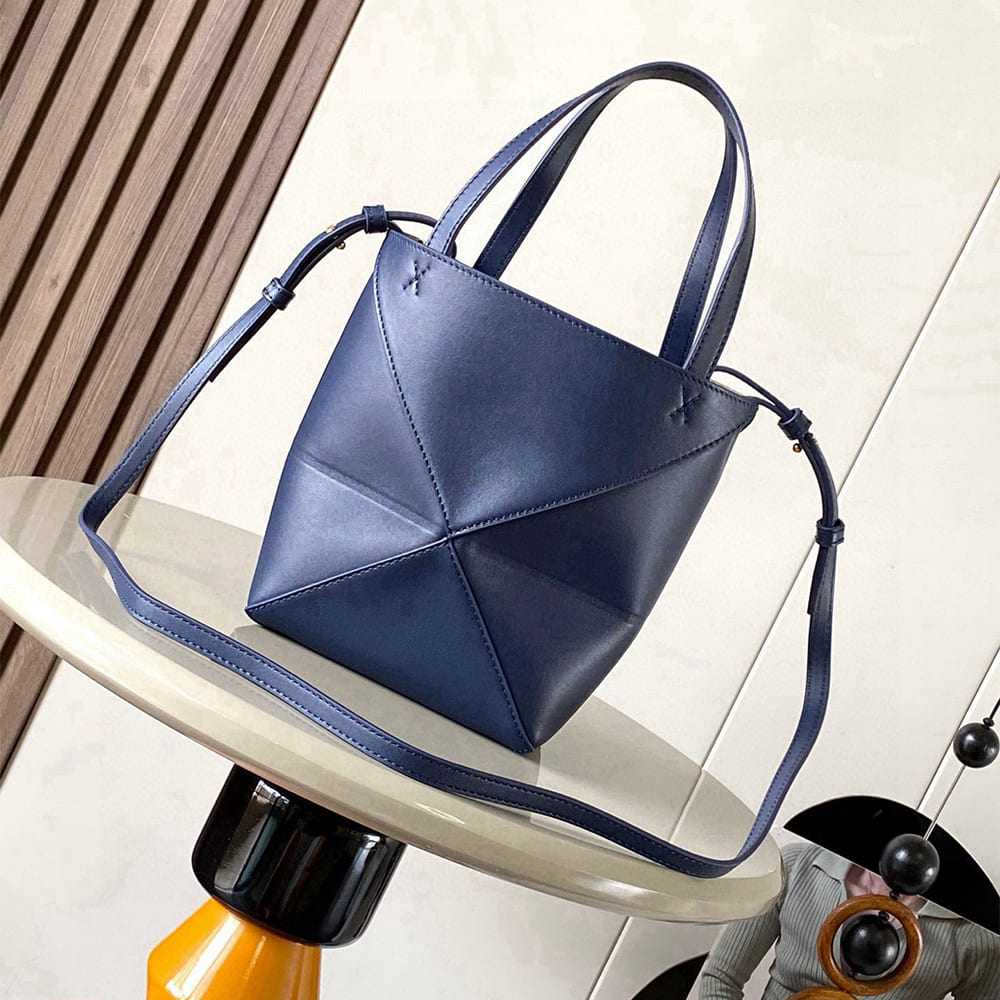 L0ew* Mini Puzzle Fold tote in shiny calfskin(HIGH-END GRADE)