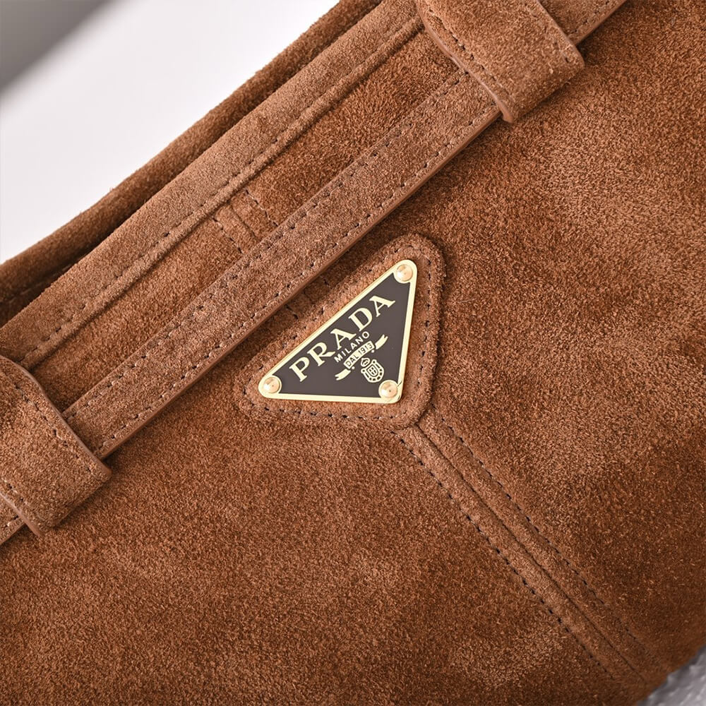 Pra*a Medium suede handbag(high-end grade)