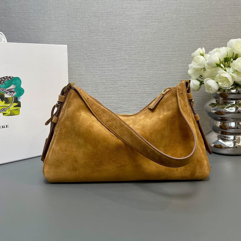 Pra*a Aimee medium suede shoulder bag